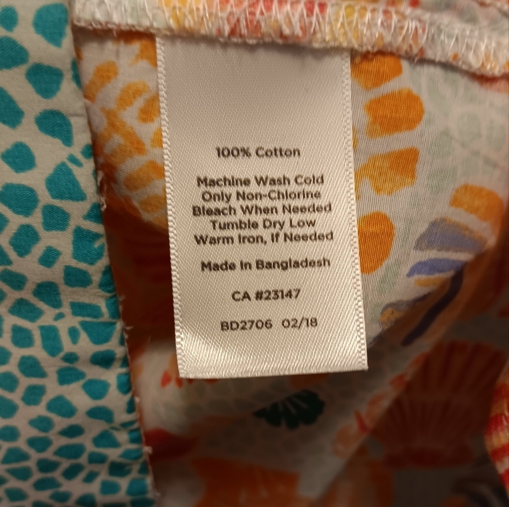Talbots Seashell Print Tunic Top Blouse Size X Beach Nautical Shells Cover-up - Picture 3 of 4